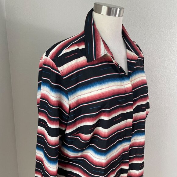 Ralph Lauren LRL Womens Plus 1X Southwestern Blanket Striped Button Up Shirt Top - Picture 3 of 9